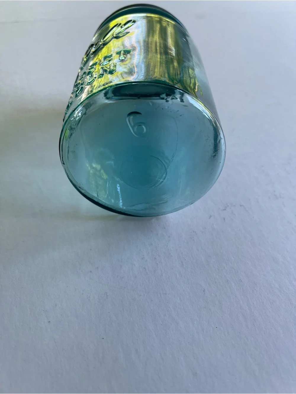 Antique Mason Aqua Glass Storage Jar with Lid